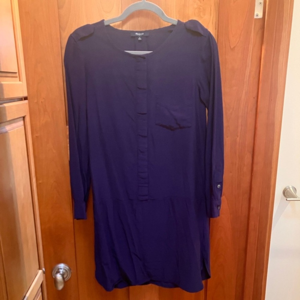 Madewell Deep Blue Long Sleeve Dress, sz small